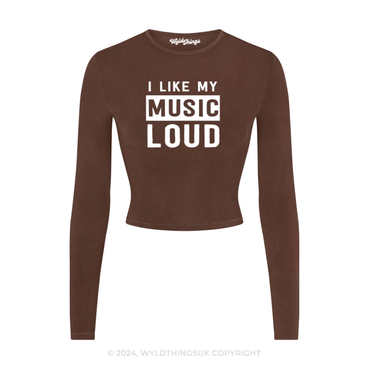 I LIKE MY MUSIC LOUD LONG SLEEVE CROP TOP