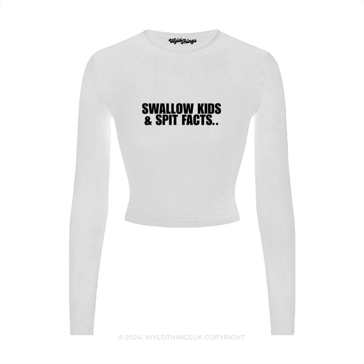 SWALLOW KIDS SPIT FACTS LONG SLEEVE CROP TOP