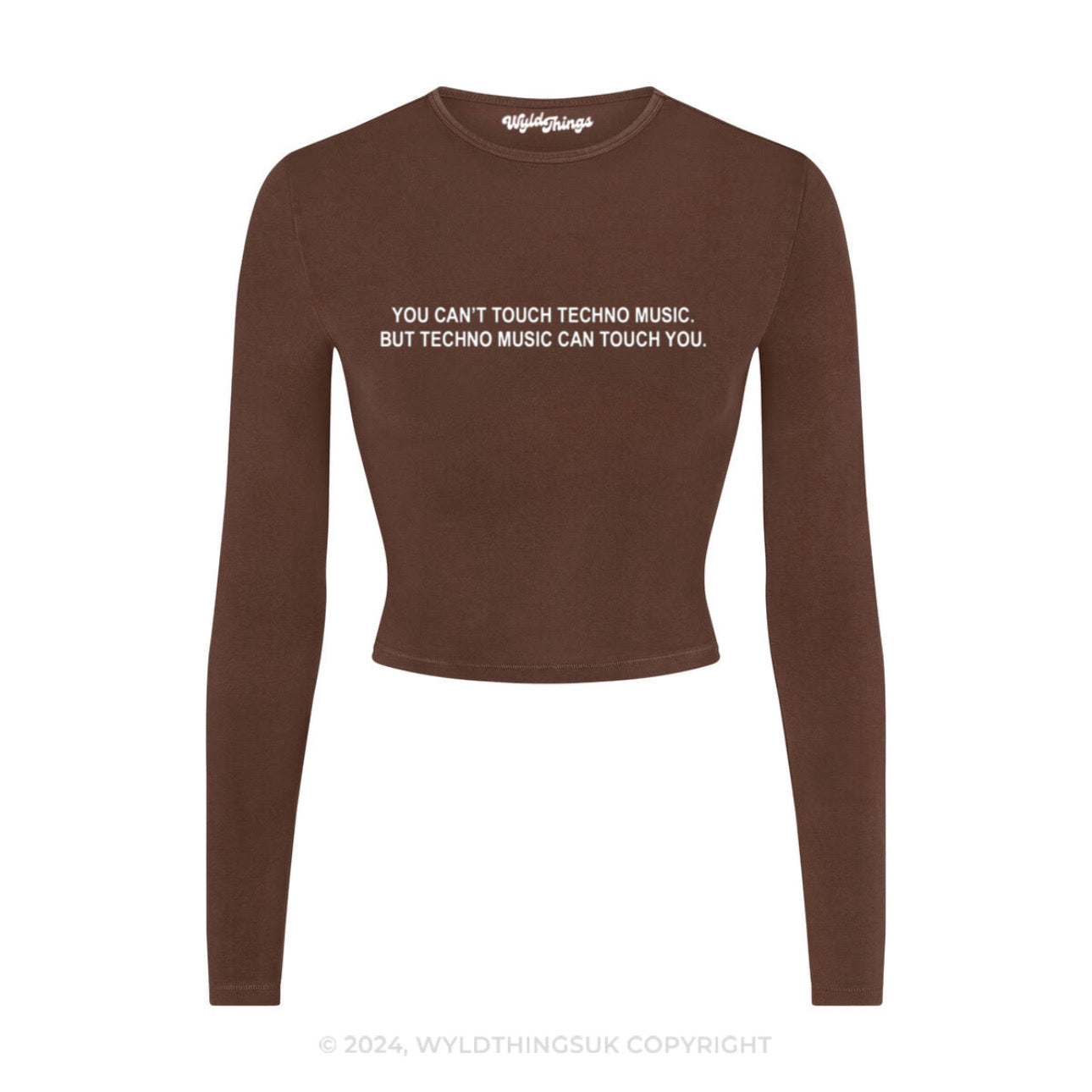 YOU CAN'T TOUCH TECHNO LONG SLEEVE CROP TOP