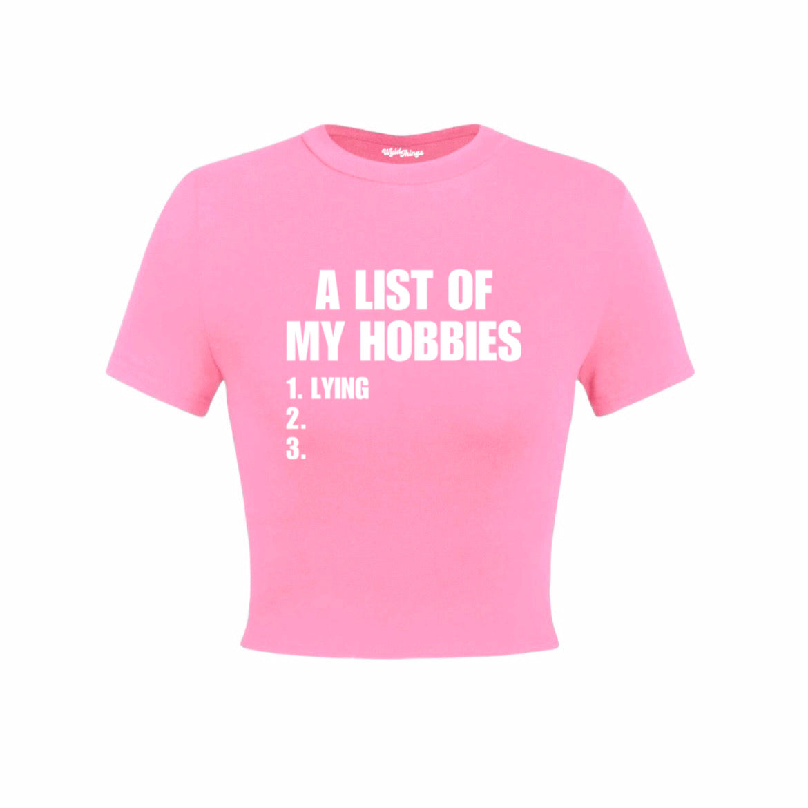 A LIST OF MY HOBBIES LYING CROP TOP