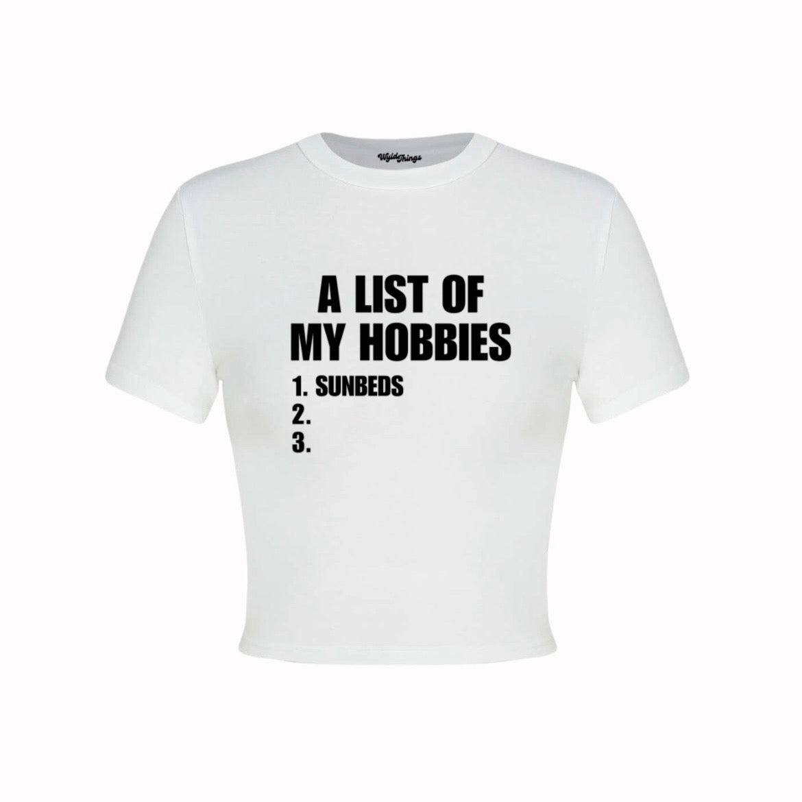 LIST OF MY HOBBIES SUNBEDS CROP TOP