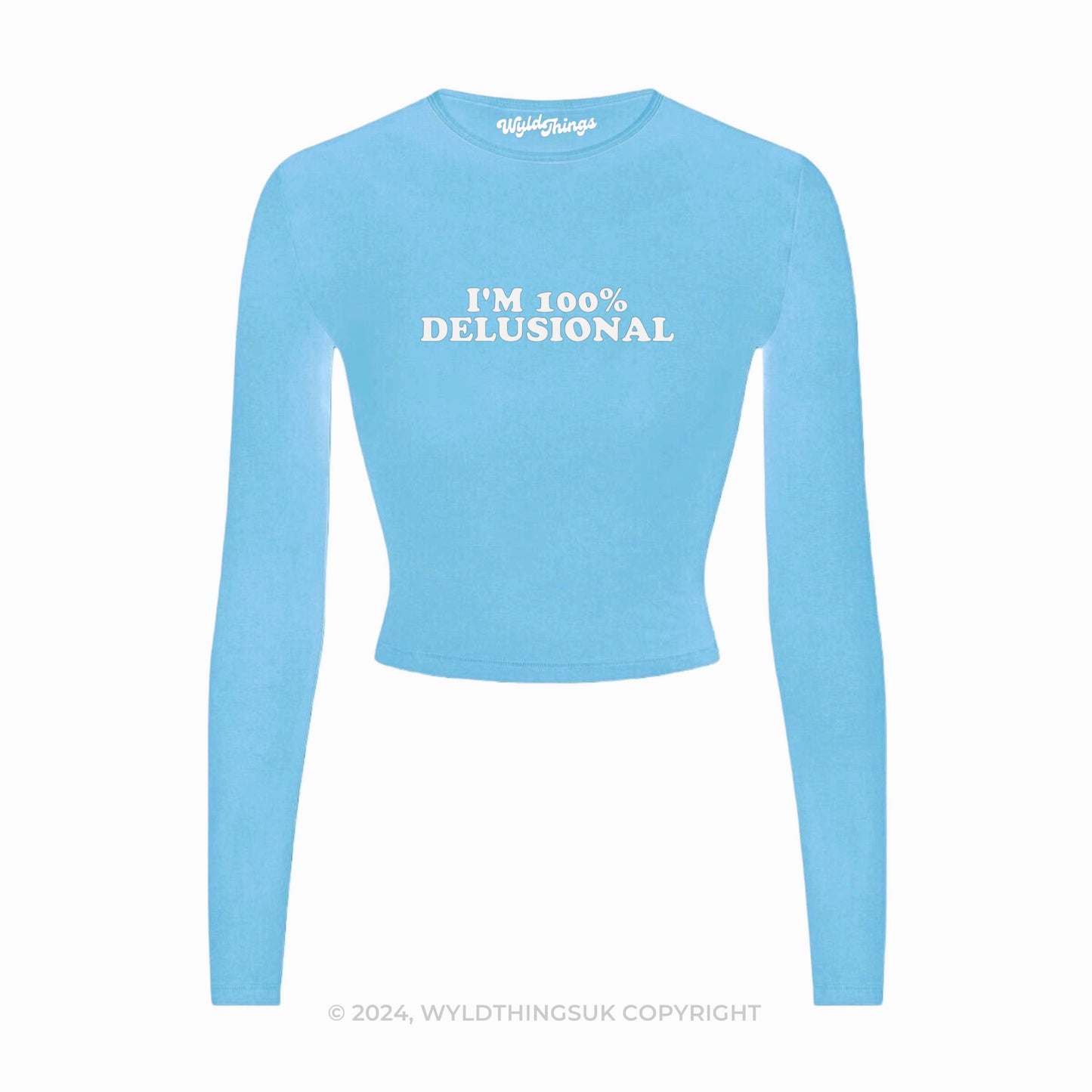 I'M 100% DELUSIONAL LONG SLEEVE CROP TOP