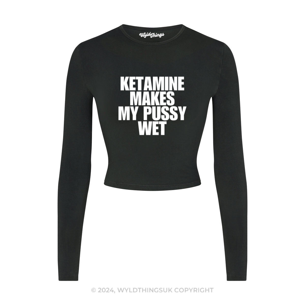 K MAKES MY PUSSY WET LONG SLEEVE CROP TOP