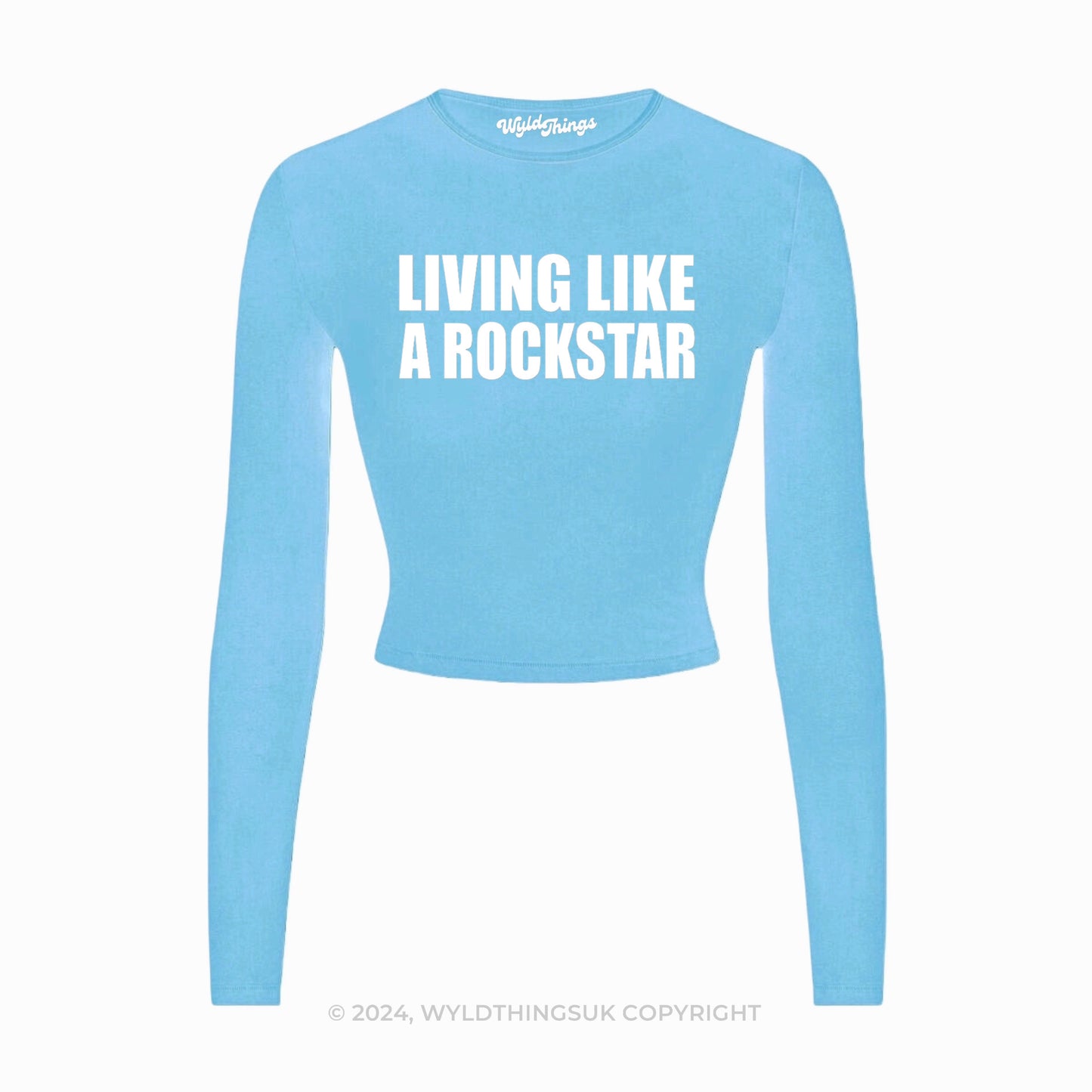 LIVING LIKE A ROCKSTAR LONG SLEEVE CROP TOP