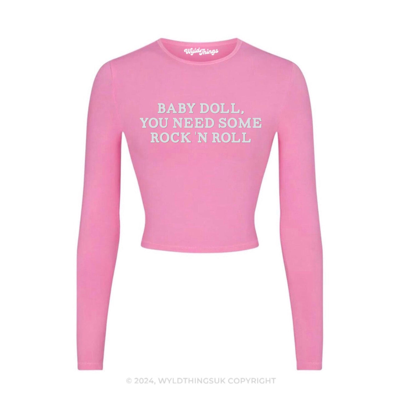 BABY DOLL YOU NEED SOME ROCK N ROLL LONG SLEEVE CROP TOP