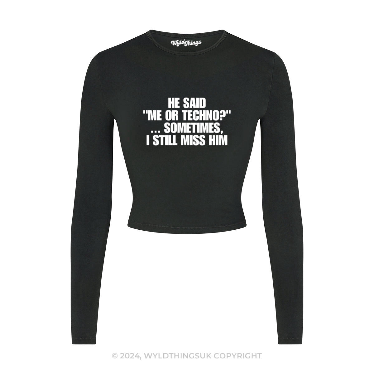 ME OR TECHNO LONG SLEEVE CROP TOP