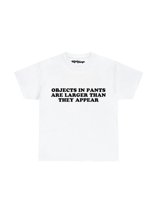 OBJECTS IN PANTS ARE LARGER THAN THEY APPEAR T-SHIRT