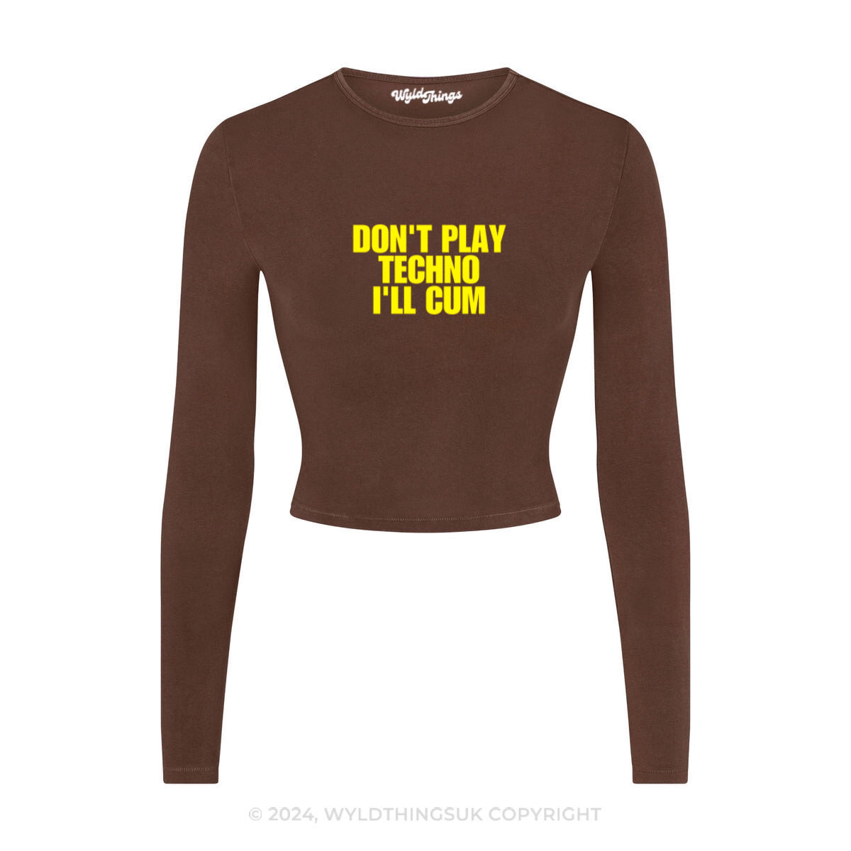 DON'T PLAY TECHNO I'LL CUM LONG SLEEVE CROP TOP