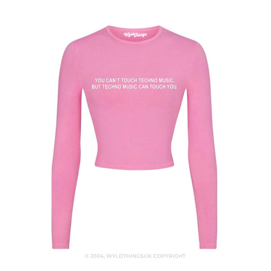 YOU CAN'T TOUCH TECHNO LONG SLEEVE CROP TOP