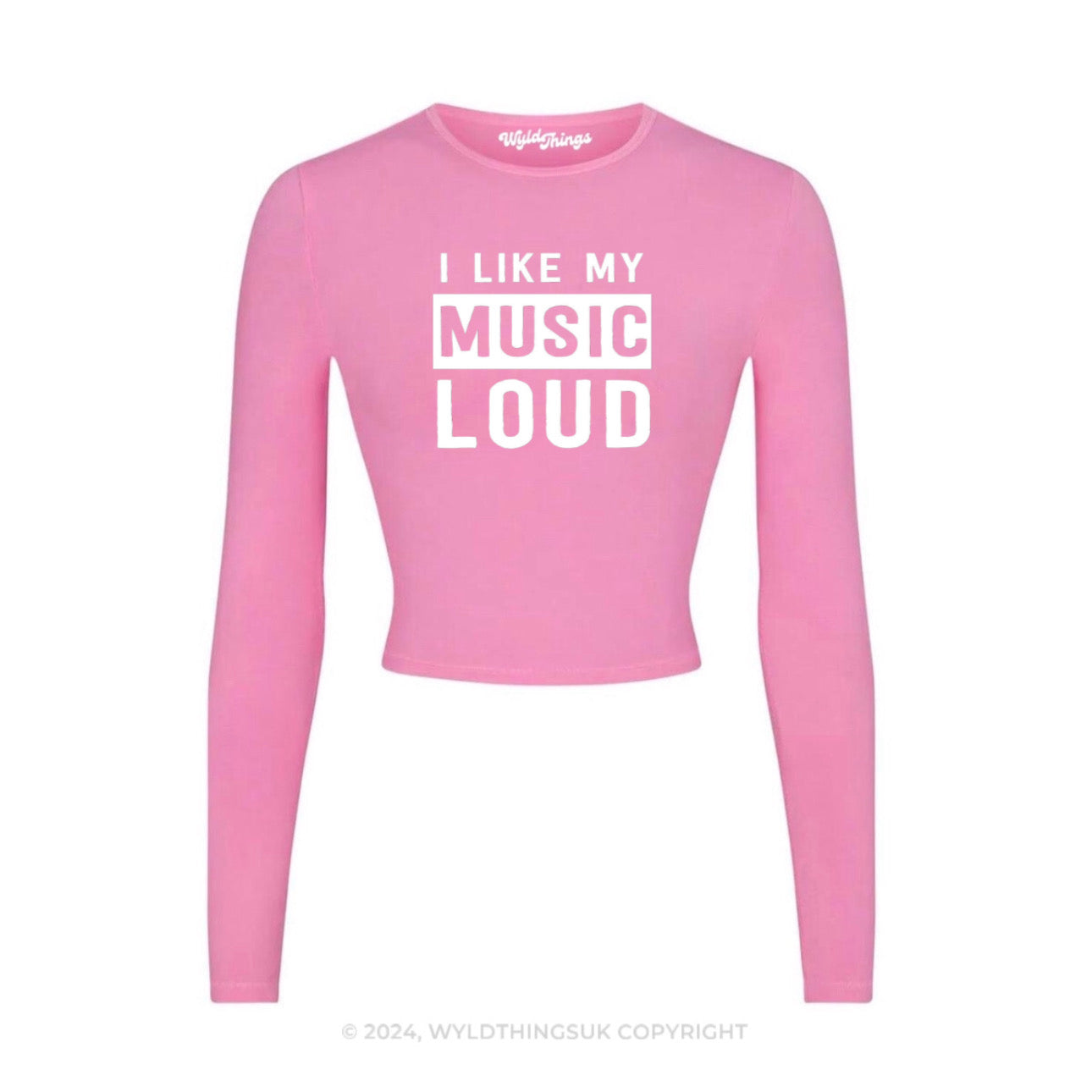 I LIKE MY MUSIC LOUD LONG SLEEVE CROP TOP