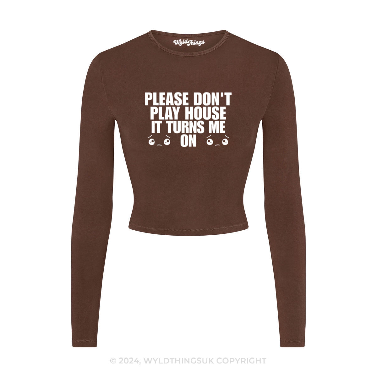 DON'T PLAY HOUSE IT TURNS ME ON LONG SLEEVE CROP TOP