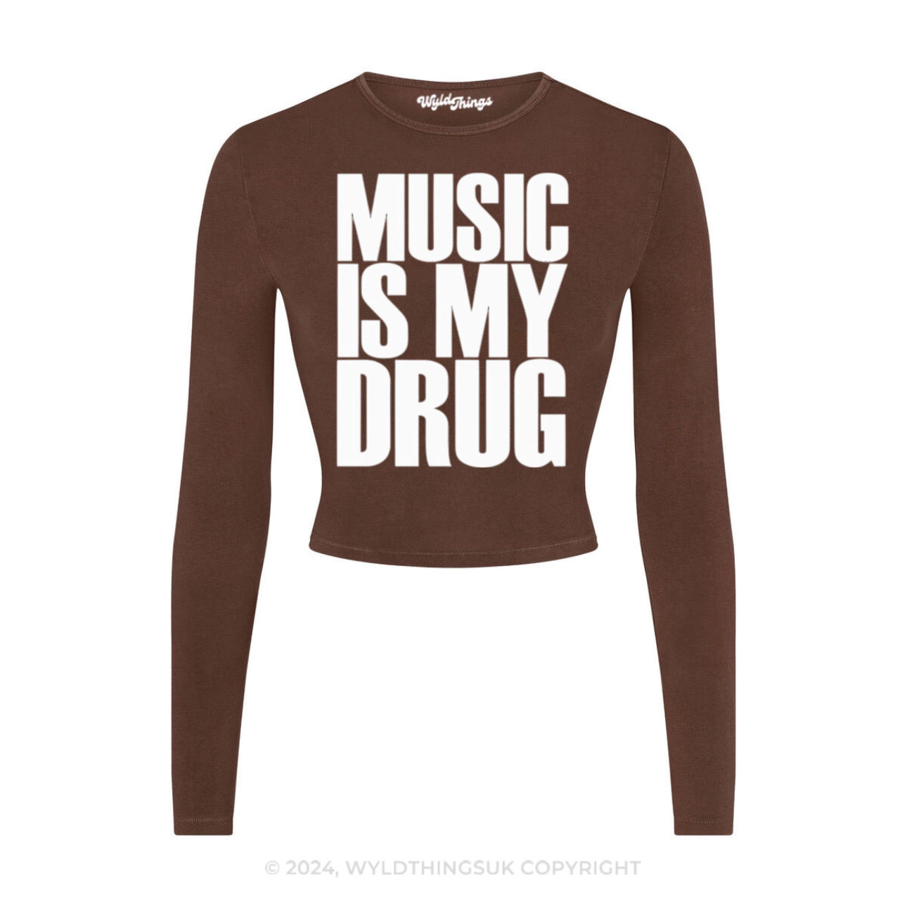 MUSIC IS MY DRUG LONG SLEEVE CROP TOP