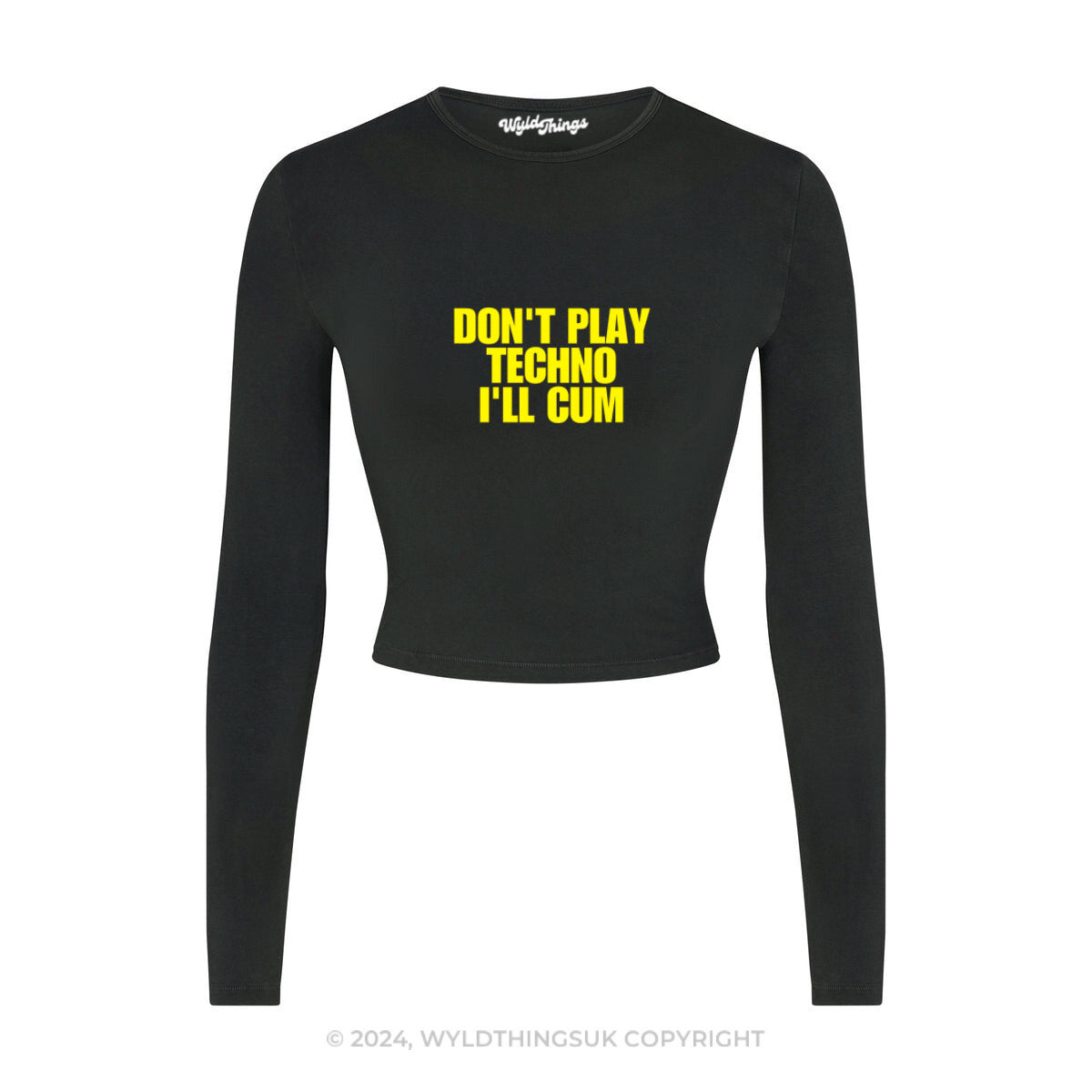 DON'T PLAY TECHNO I'LL CUM LONG SLEEVE CROP TOP