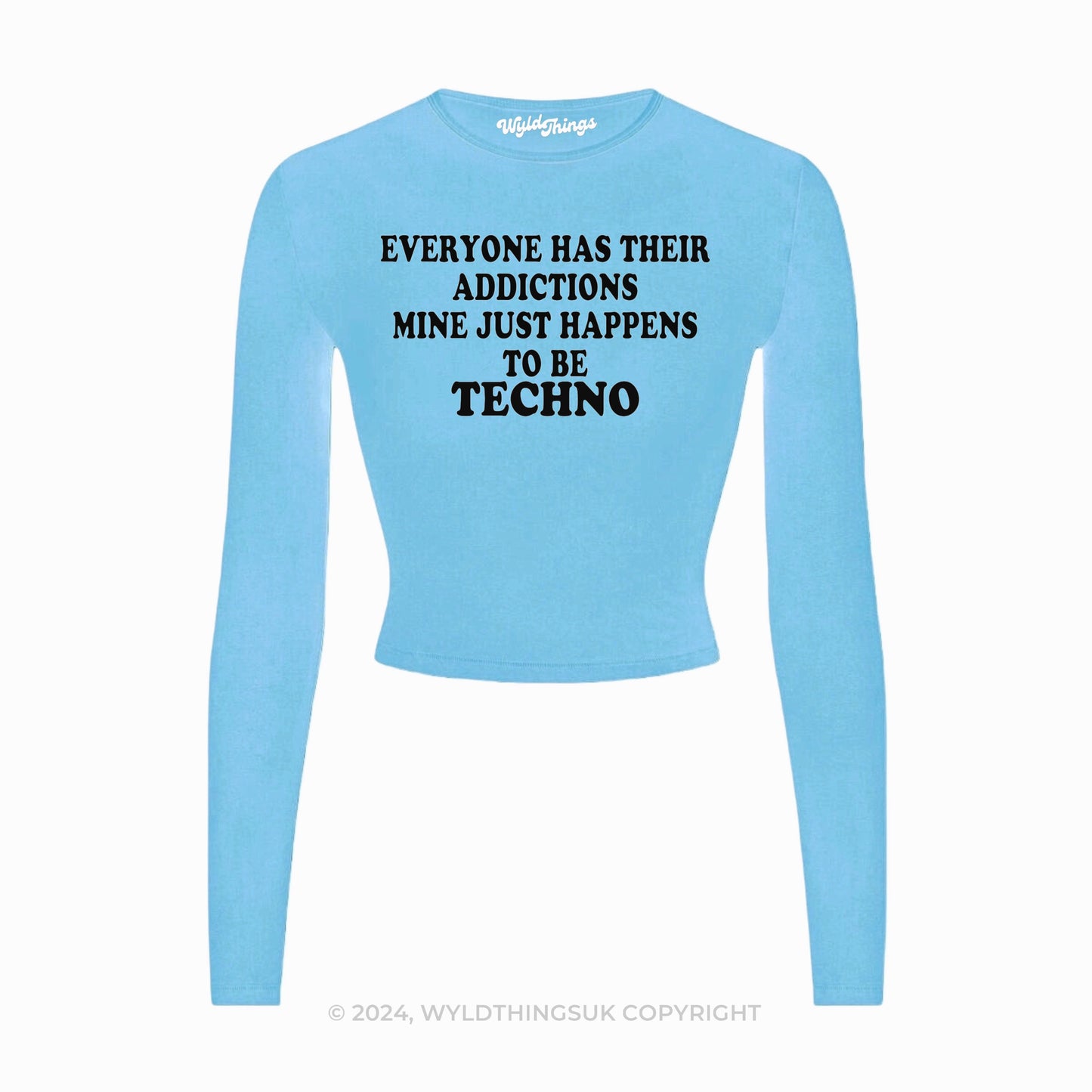 TECHNO ADDICTION LONG SLEEVE CROP TOP