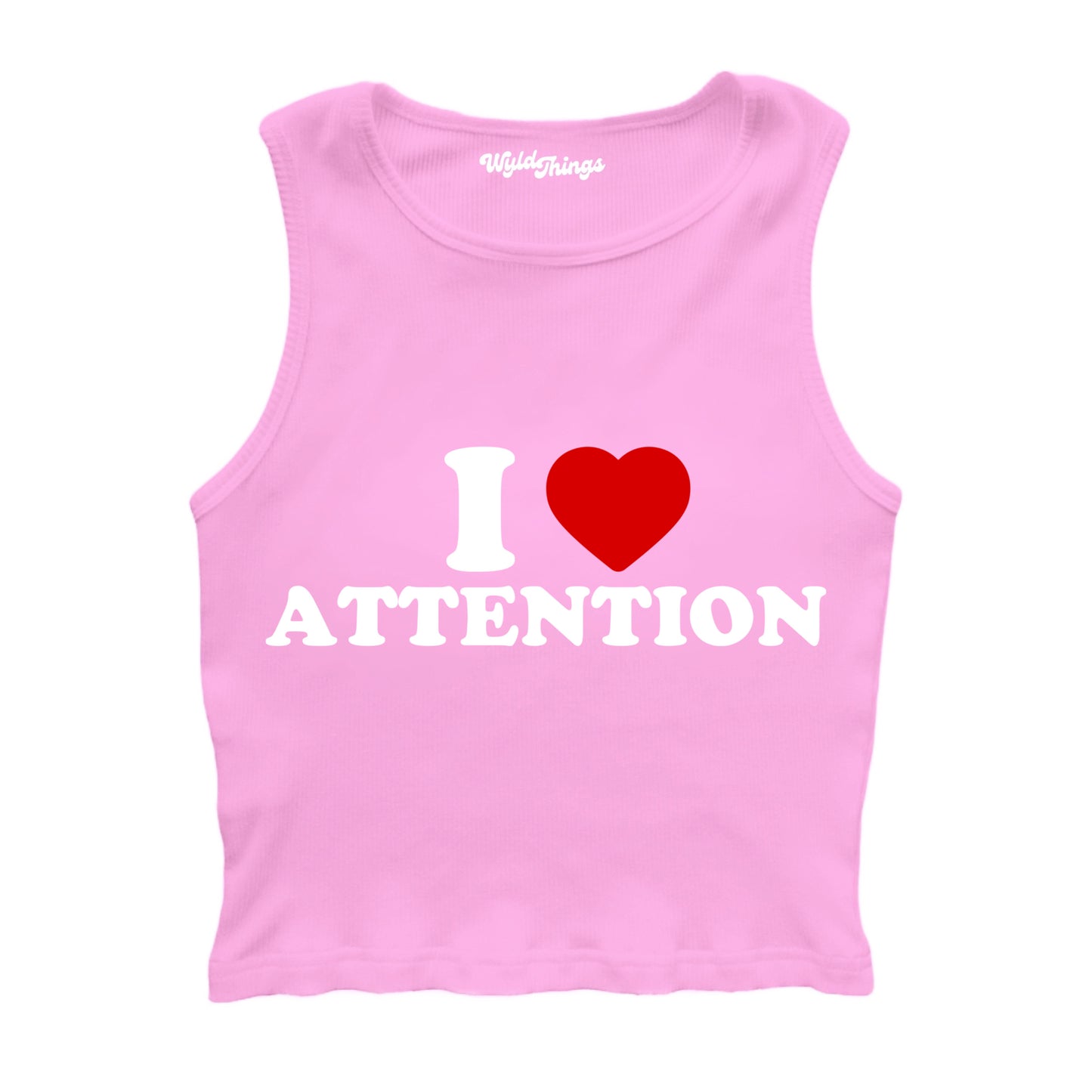 I LOVE ATTENTION CROPPED TANK TOP