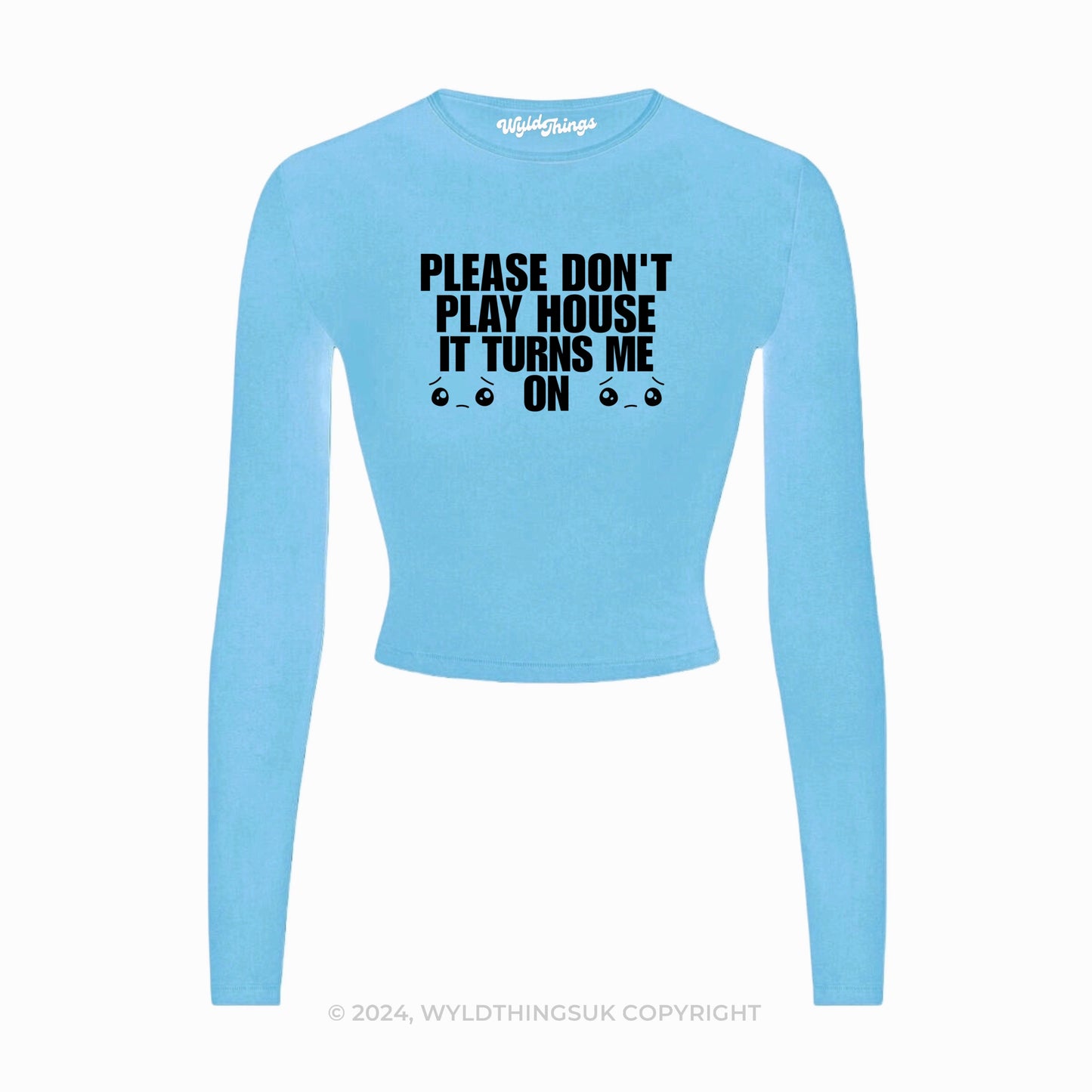 DON'T PLAY HOUSE IT TURNS ME ON LONG SLEEVE CROP TOP