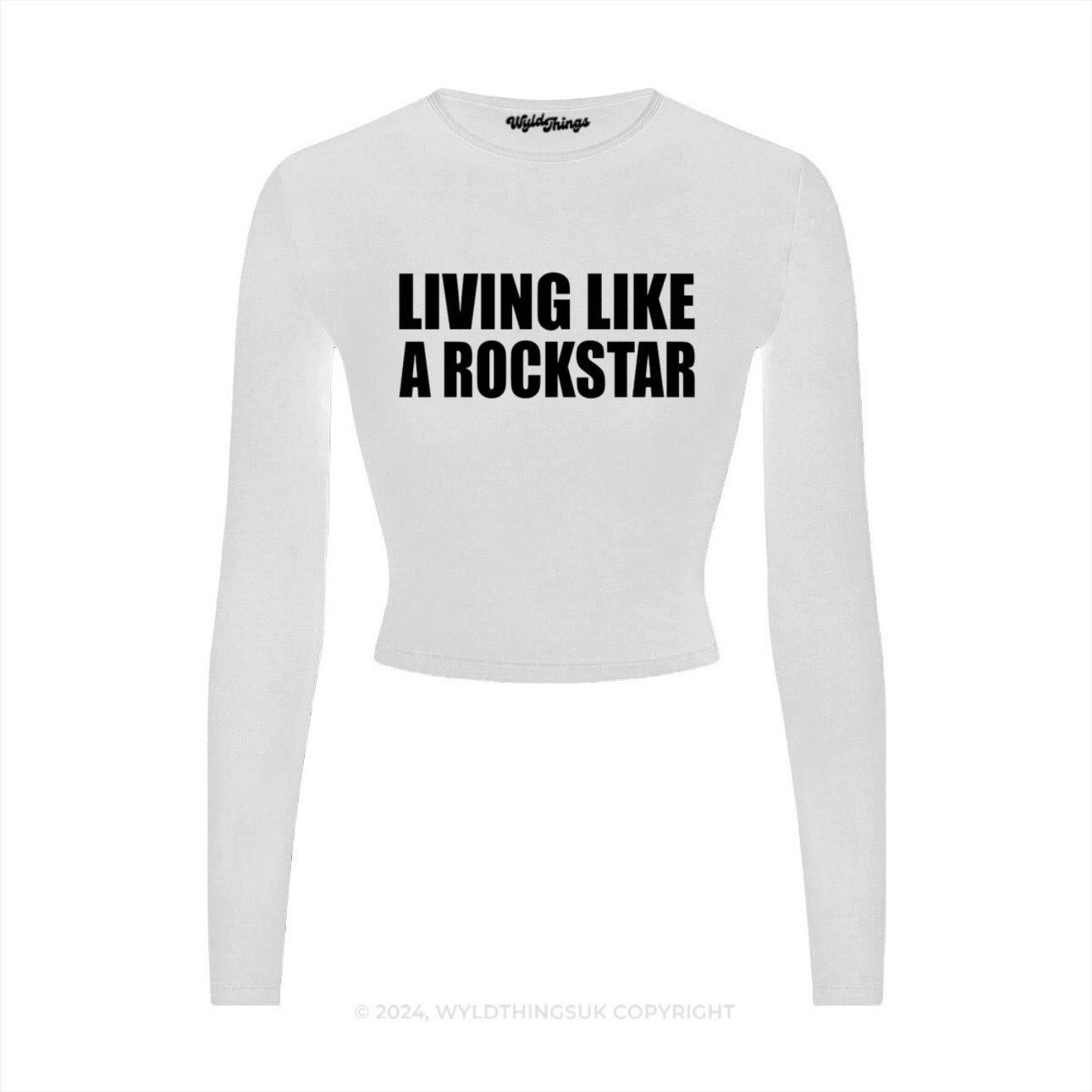 LIVING LIKE A ROCKSTAR LONG SLEEVE CROP TOP