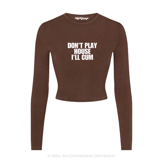 DON'T PLAY DUBSTEP I'LL CUM LONG SLEEVE CROP TOP