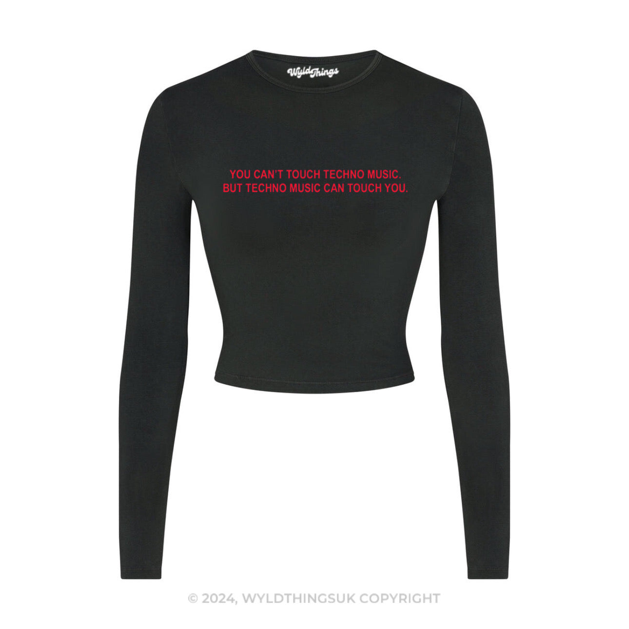 YOU CAN'T TOUCH TECHNO LONG SLEEVE CROP TOP