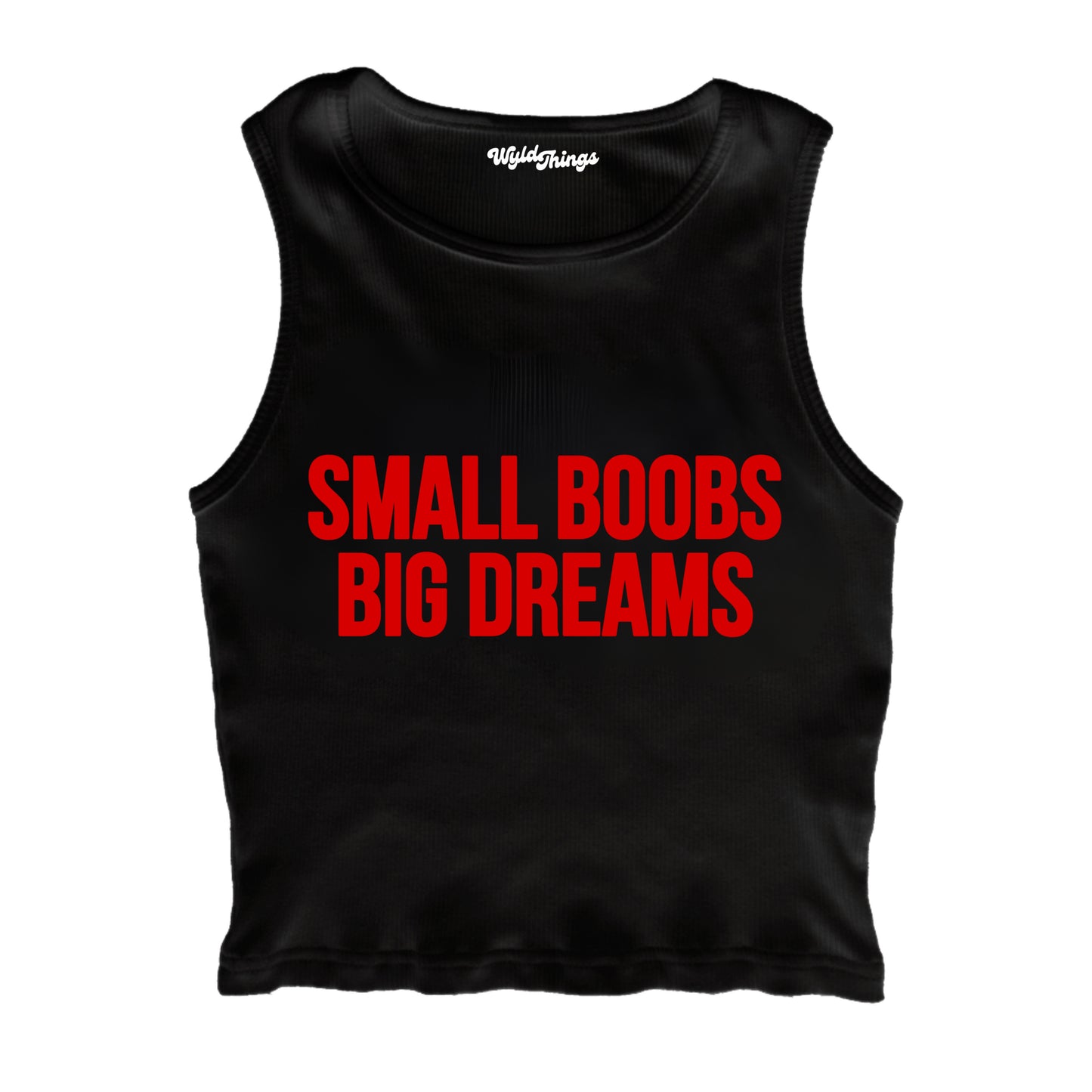 SMALL BOOBS BIG DREAMS CROPPED TANK TOP