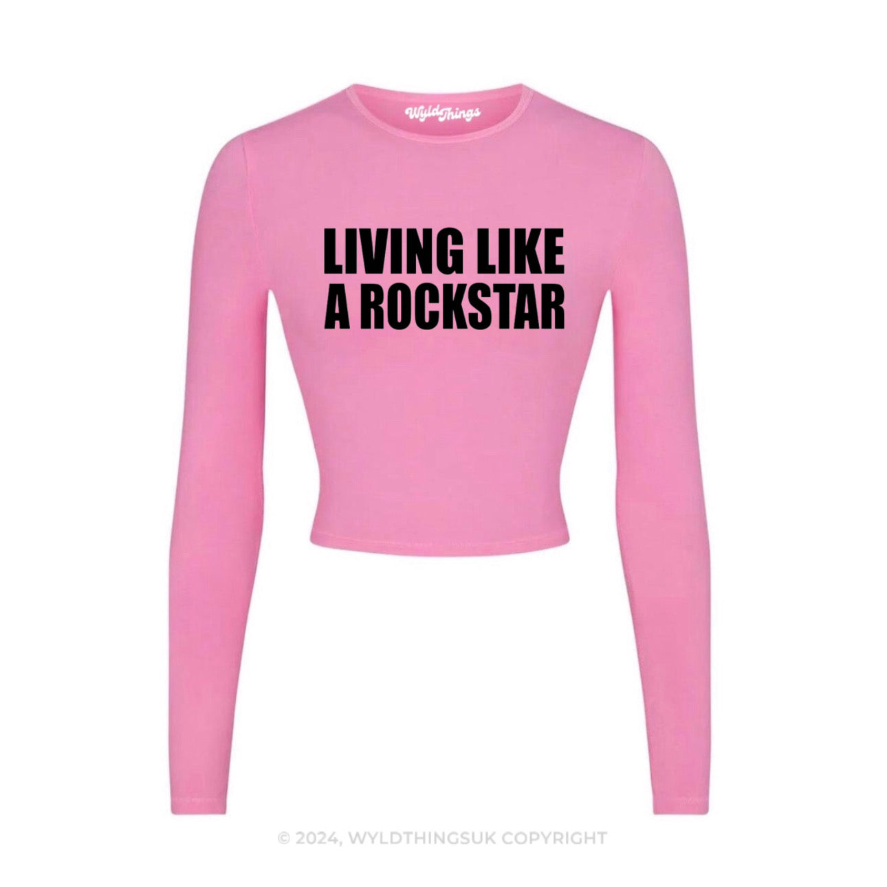 LIVING LIKE A ROCKSTAR LONG SLEEVE CROP TOP