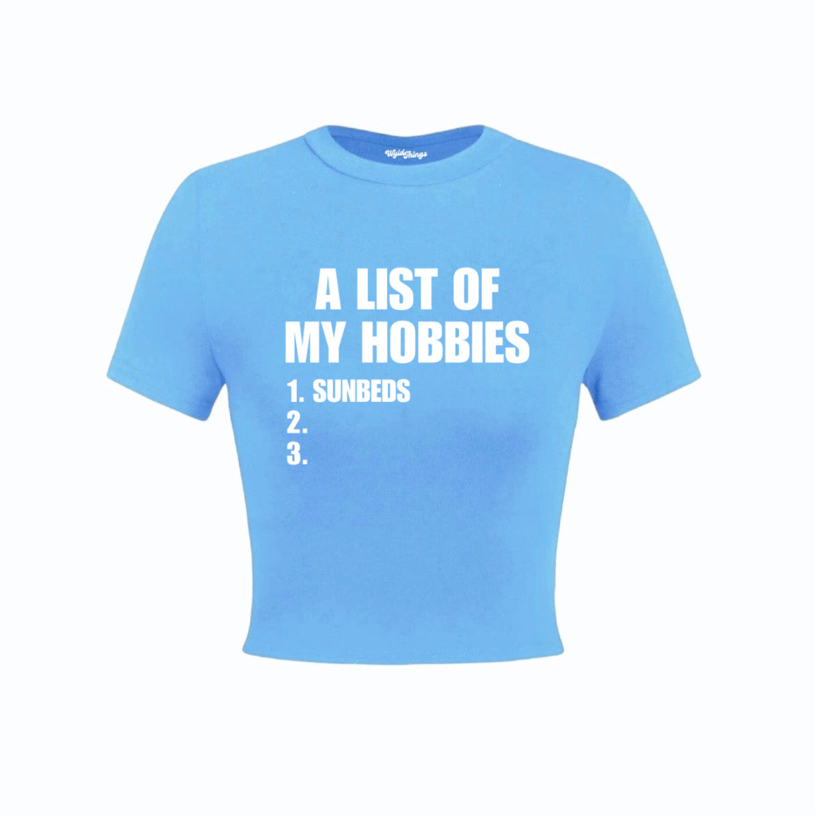 LIST OF MY HOBBIES SUNBEDS CROP TOP