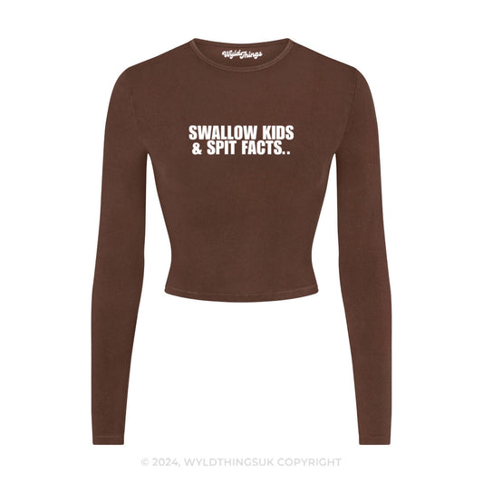 SWALLOW KIDS SPIT FACTS LONG SLEEVE CROP TOP