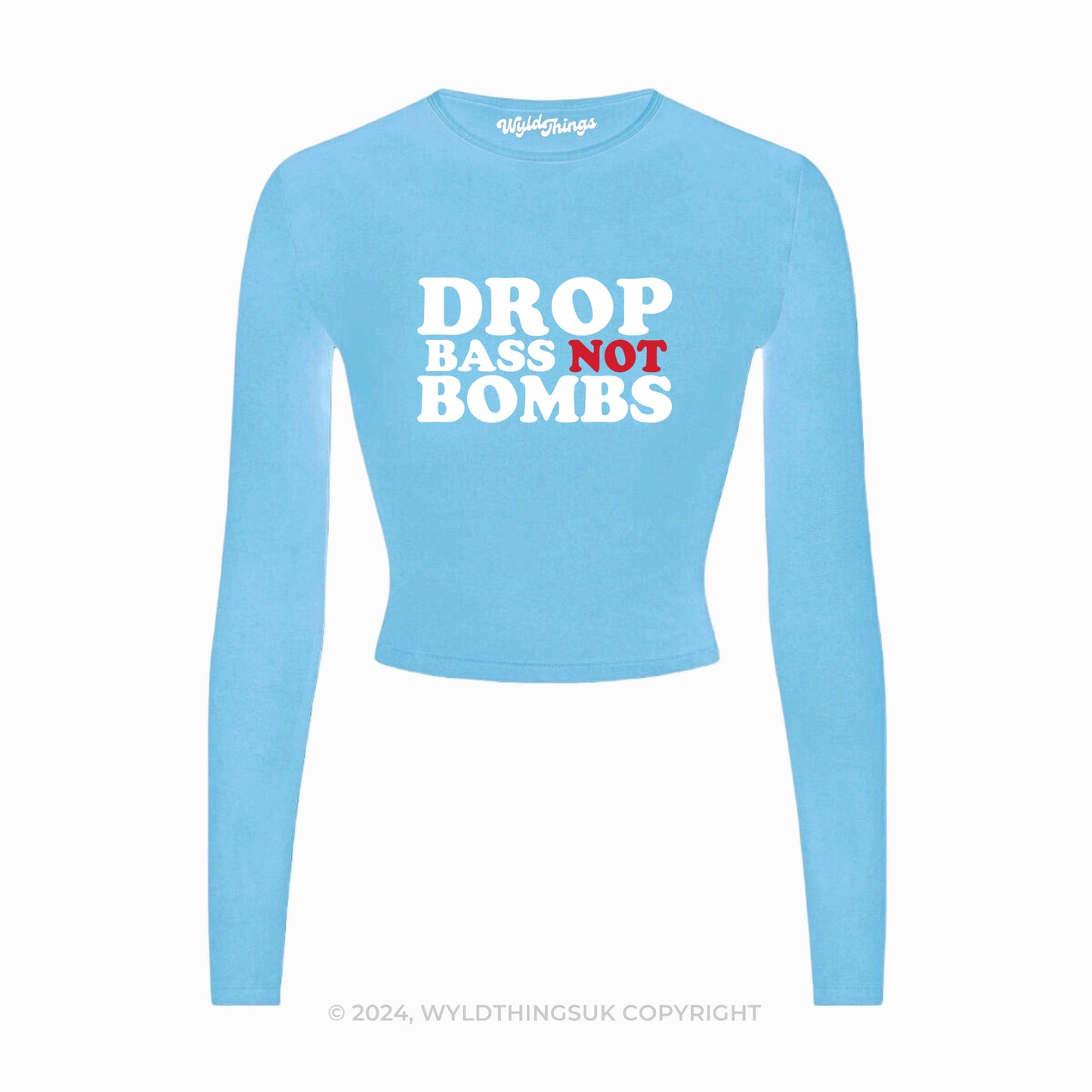 DROP BASS NOT BOMBS LONG SLEEVE CROP TOP