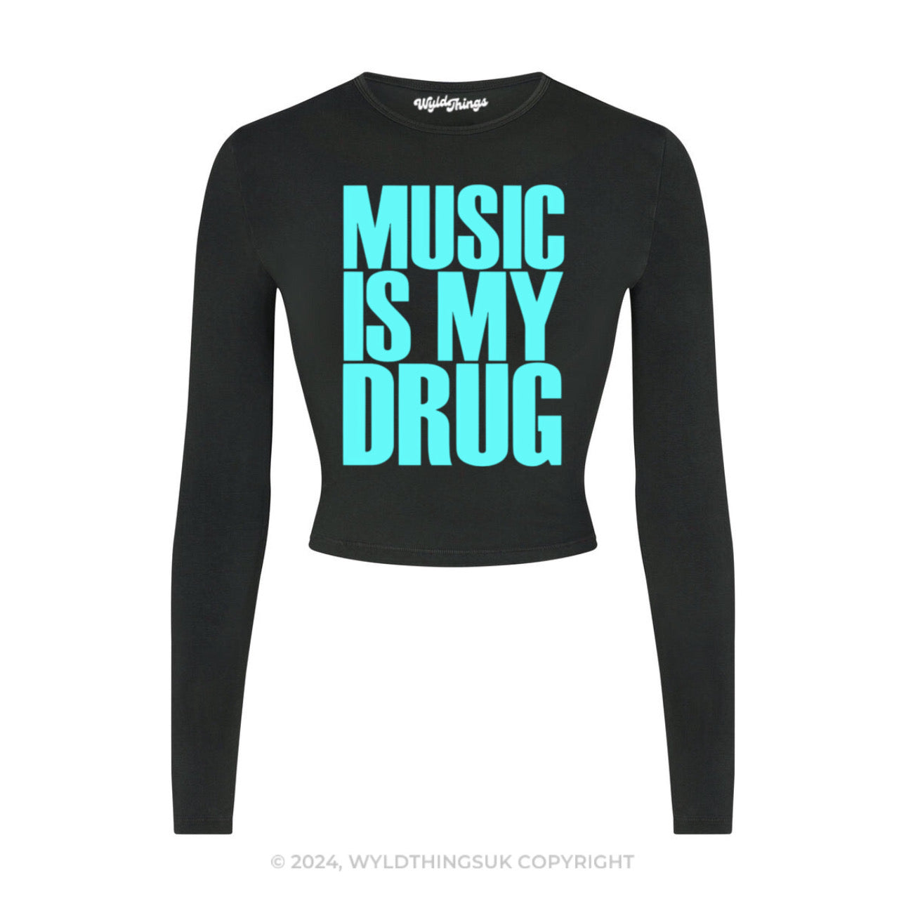 MUSIC IS MY DRUG LONG SLEEVE CROP TOP