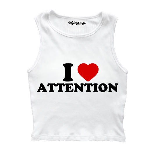 I LOVE ATTENTION CROPPED TANK TOP