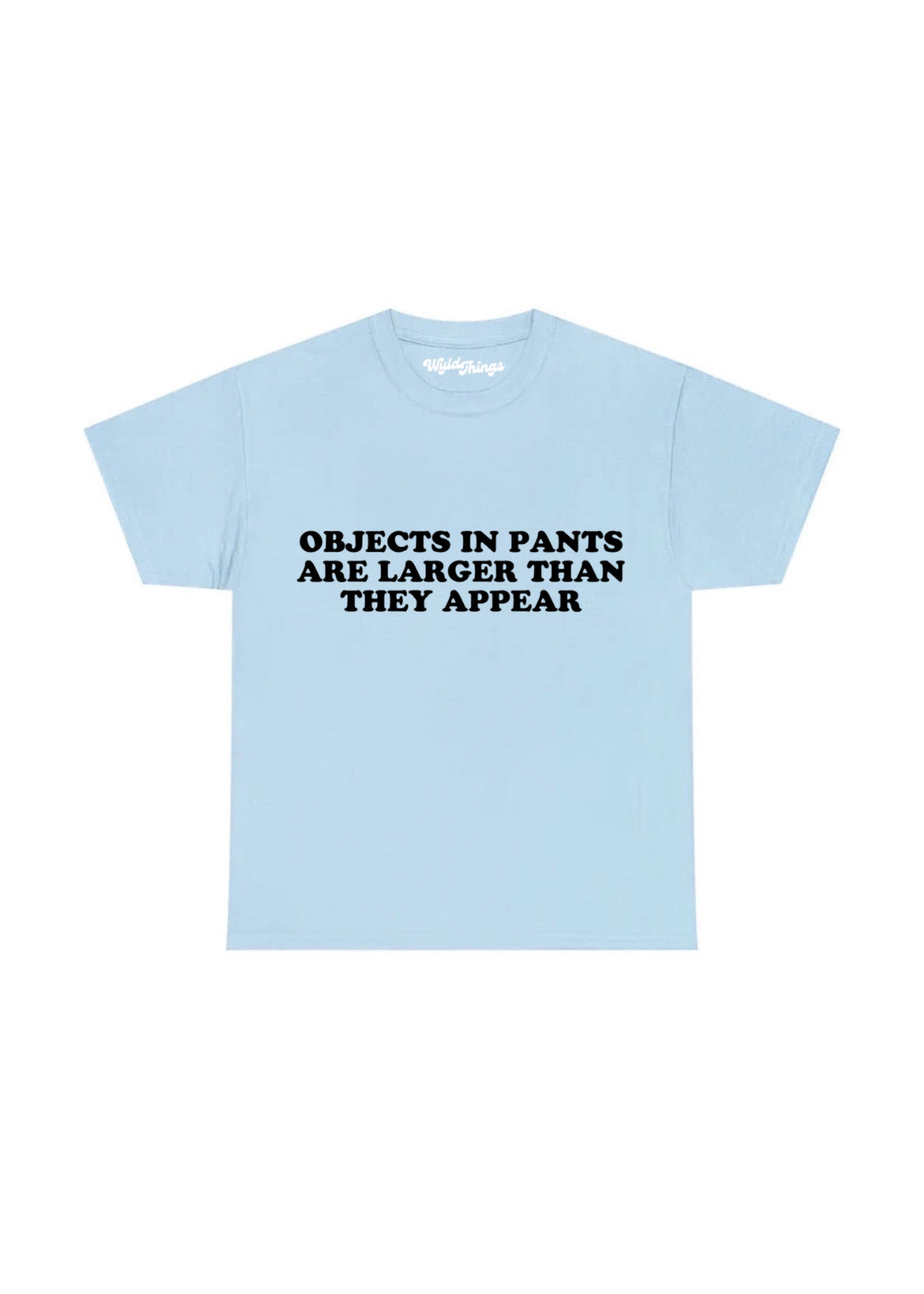 OBJECTS IN PANTS ARE LARGER THAN THEY APPEAR T-SHIRT