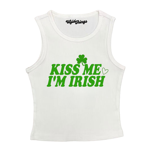 KISS ME I'M IRISH CROPPED TANK TOP