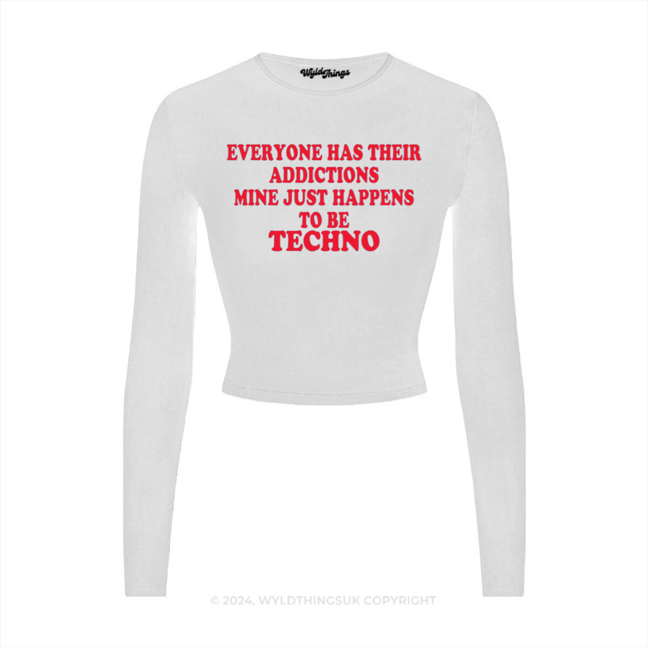 TECHNO ADDICTION LONG SLEEVE CROP TOP