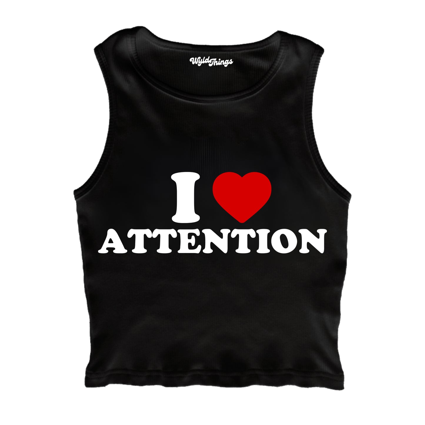 I LOVE ATTENTION CROPPED TANK TOP