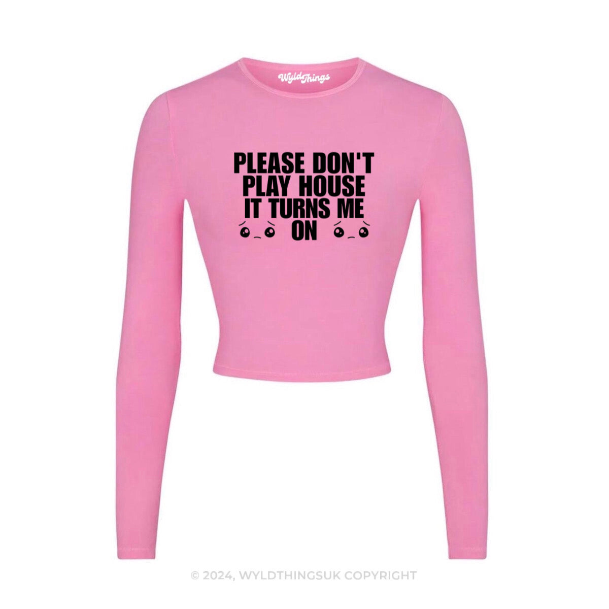 DON'T PLAY HOUSE IT TURNS ME ON LONG SLEEVE CROP TOP