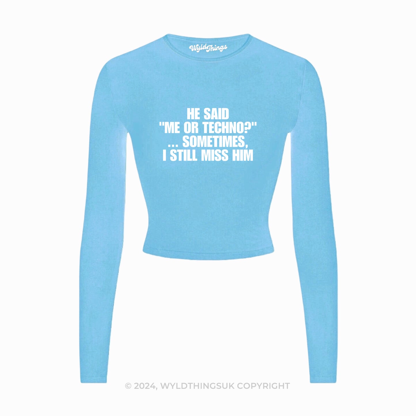 ME OR TECHNO LONG SLEEVE CROP TOP