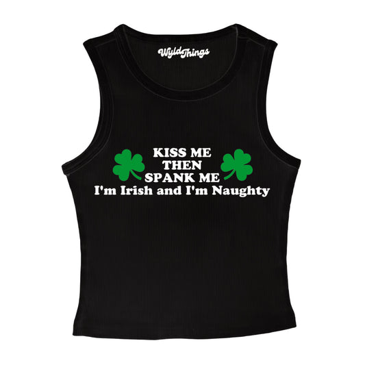 KISS ME THEN SPANK ME I'M IRISH CROPPED TANK TOP