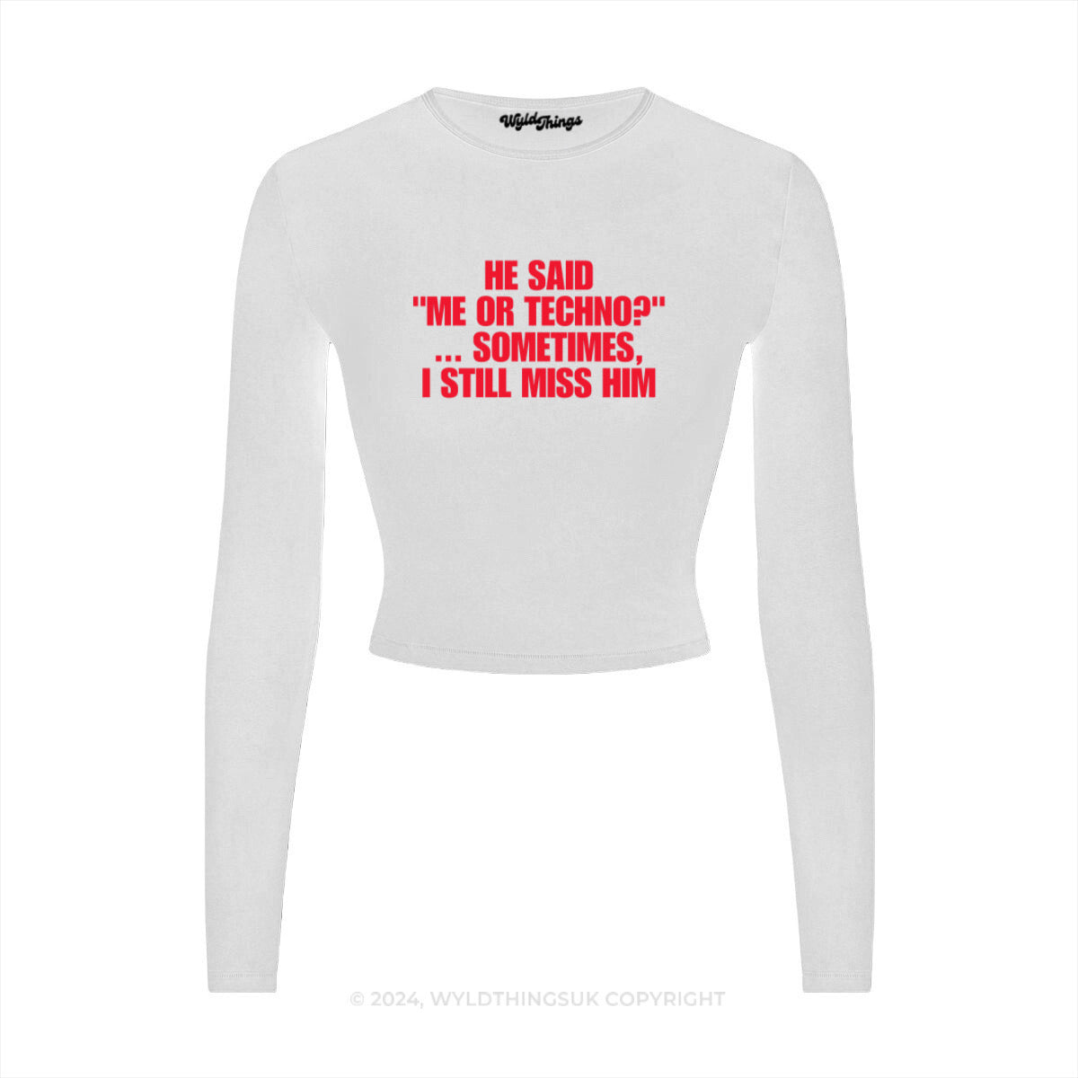 ME OR TECHNO LONG SLEEVE CROP TOP