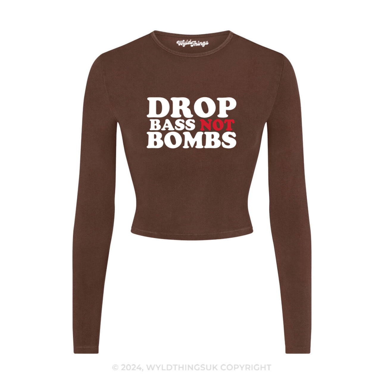 DROP BASS NOT BOMBS LONG SLEEVE CROP TOP