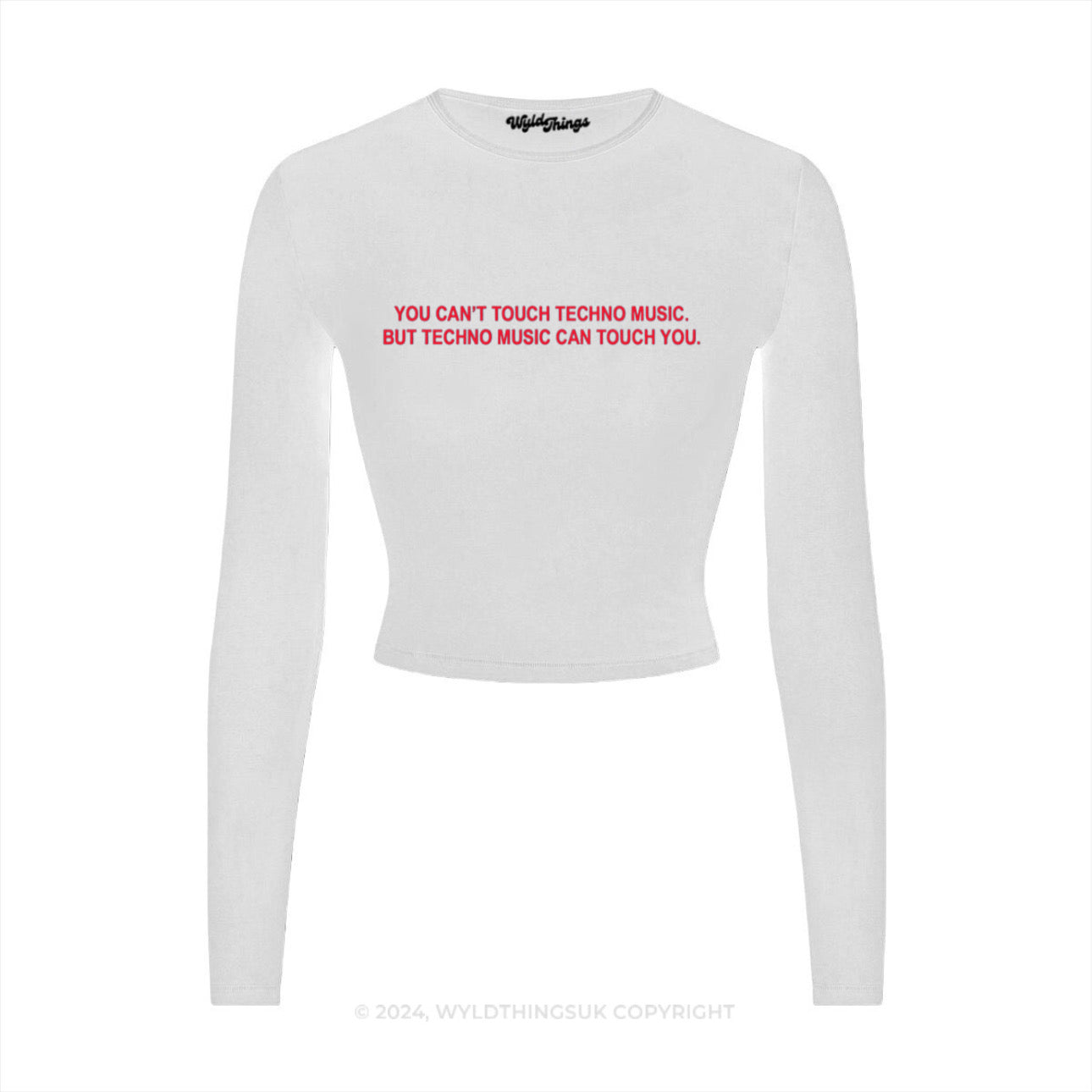 YOU CAN'T TOUCH TECHNO LONG SLEEVE CROP TOP