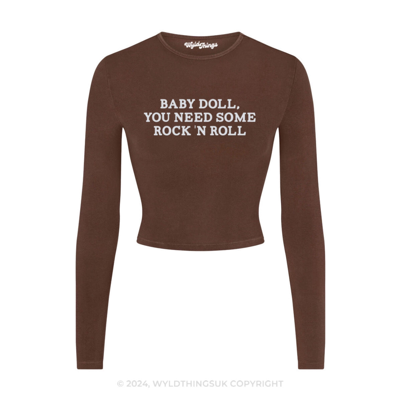 BABY DOLL YOU NEED SOME ROCK N ROLL LONG SLEEVE CROP TOP