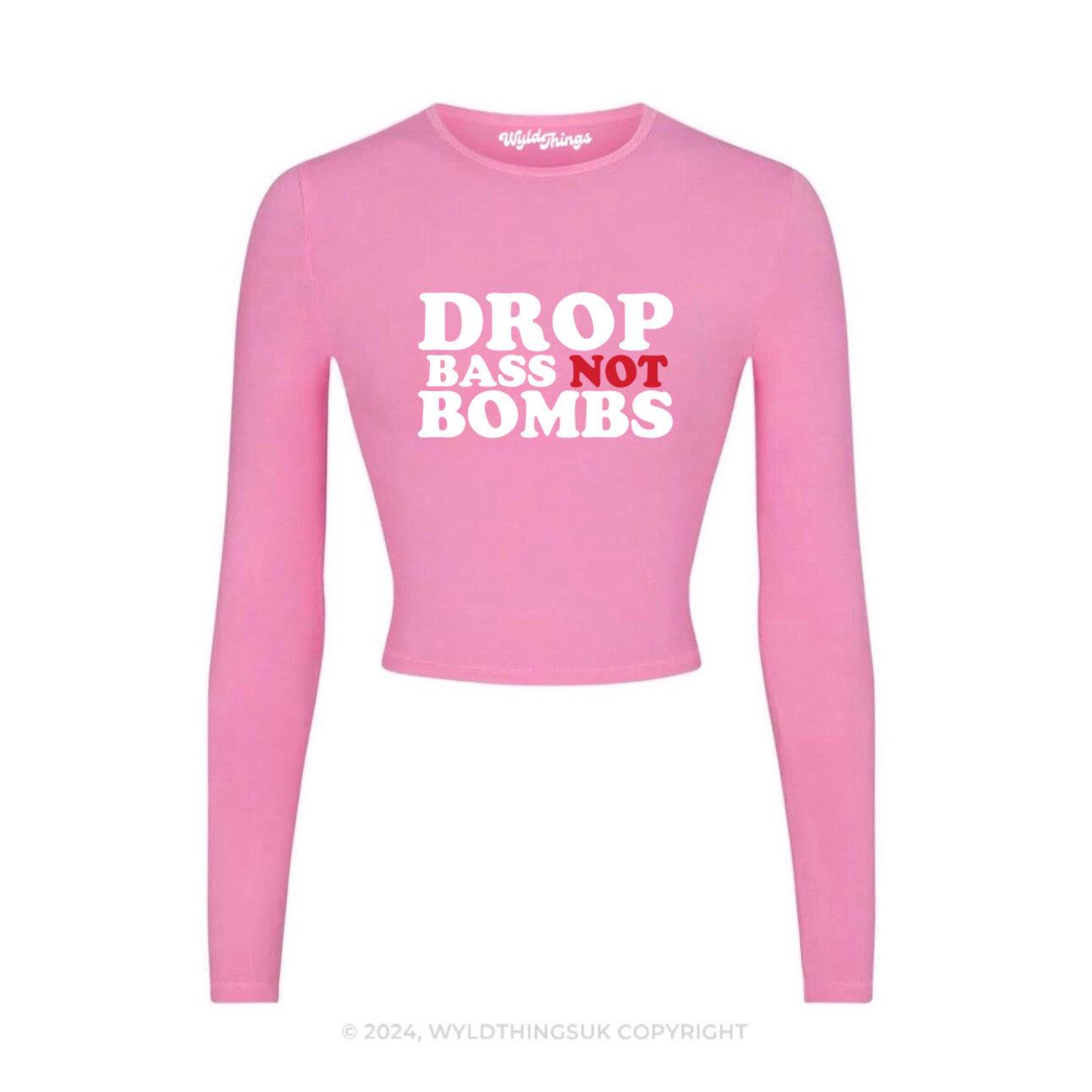 DROP BASS NOT BOMBS LONG SLEEVE CROP TOP