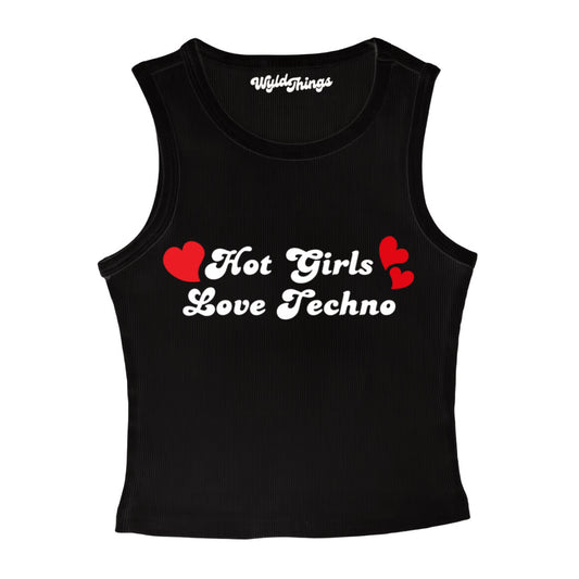 HOT GIRLS LOVE TECHNO CROPPED TANK TOP