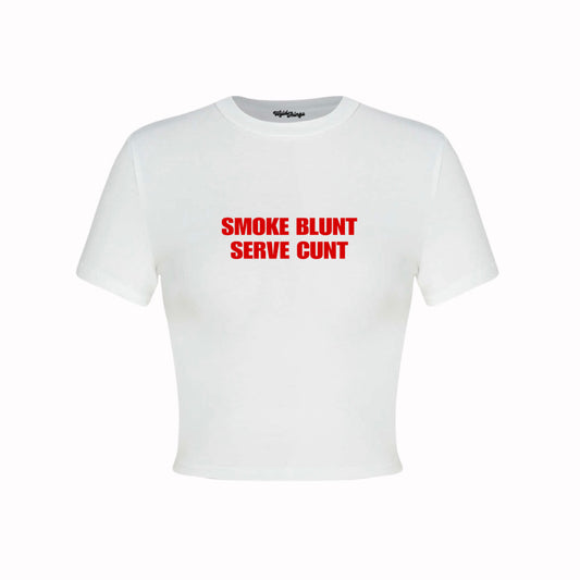 SMOKE BLUNT SERVE CUNT CROP TOP