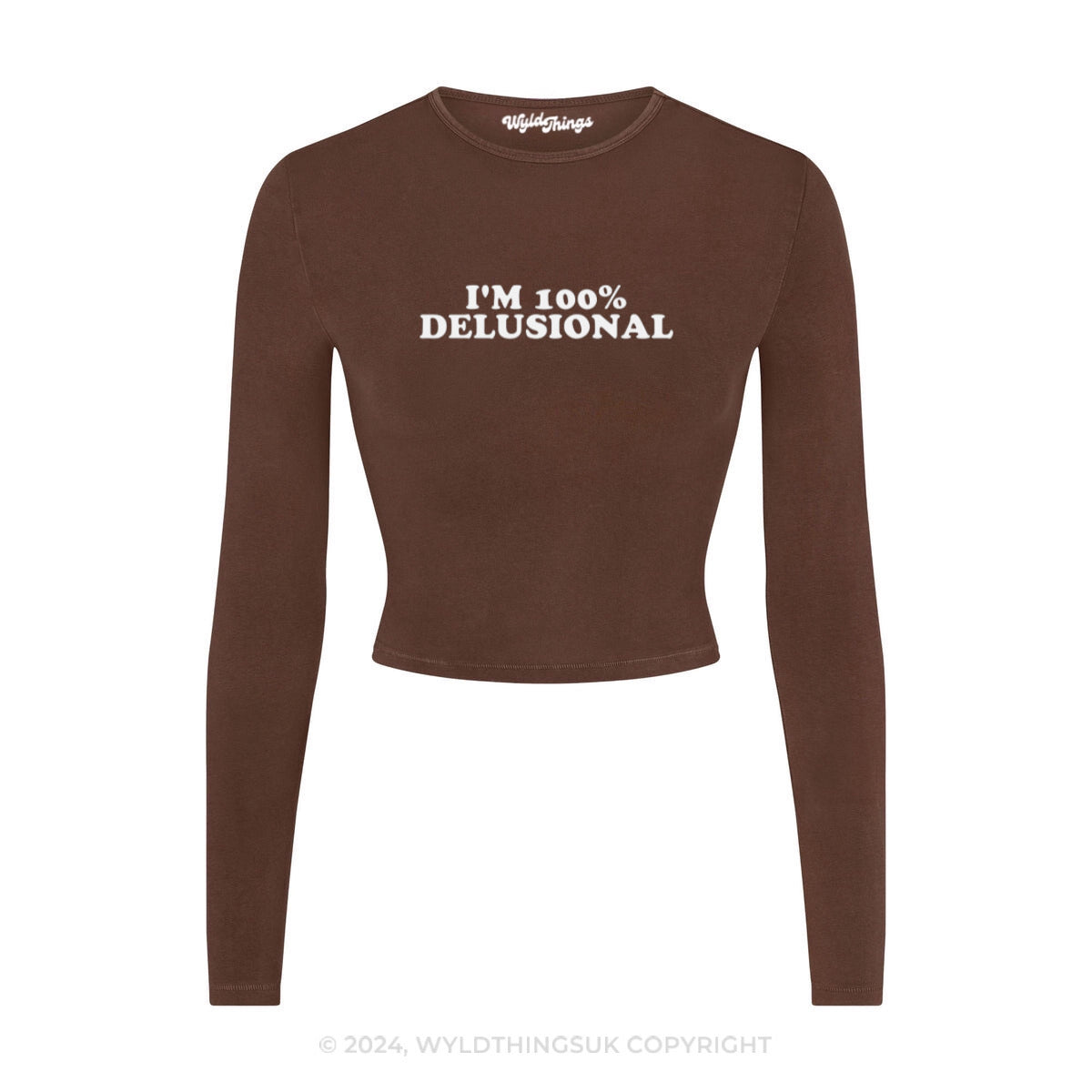 I'M 100% DELUSIONAL LONG SLEEVE CROP TOP