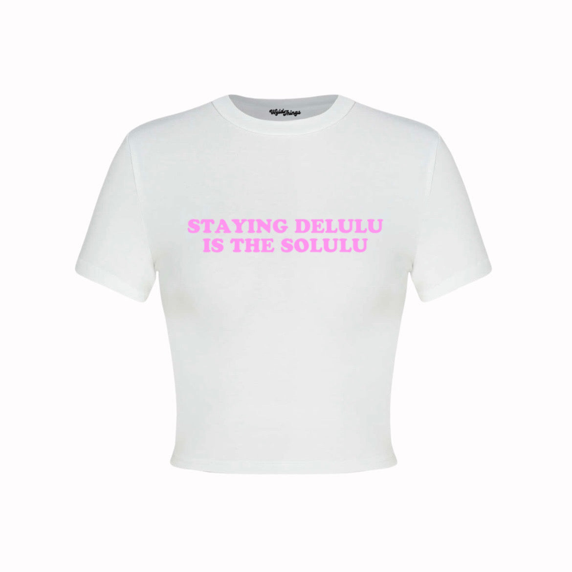 STAYING DELULU IS THE SOLULU CROP TOP